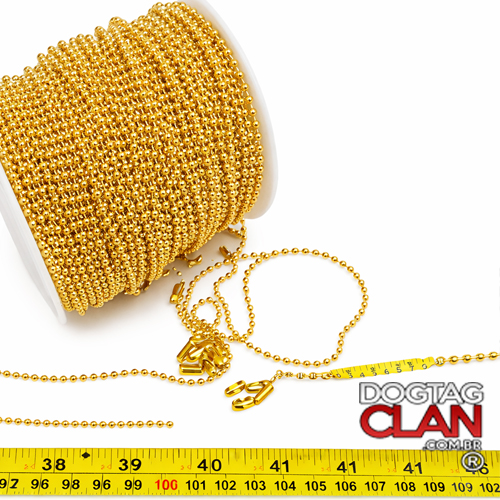 Corrente bolinha de ferro dourada 1 Metro 2.4 mm